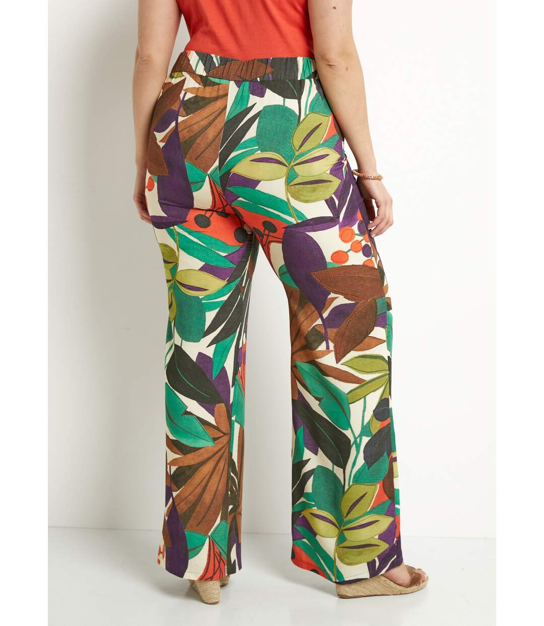 Pantalon large taille élastiquée imprimé-2
