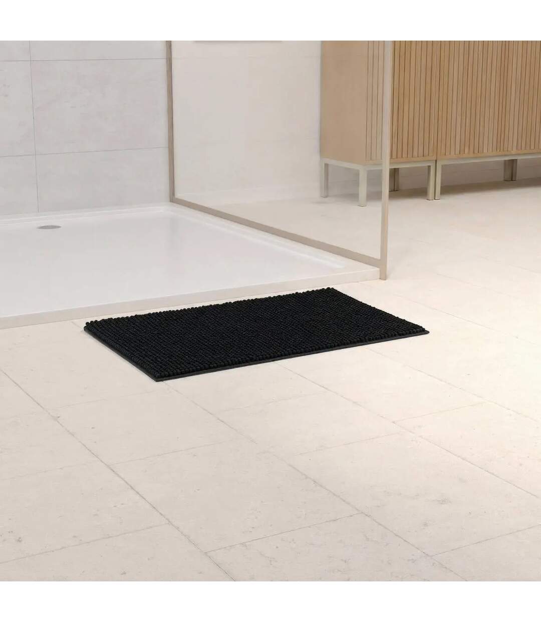 Tapis de Salle de Bain Chenille 50x80cm Noir-4