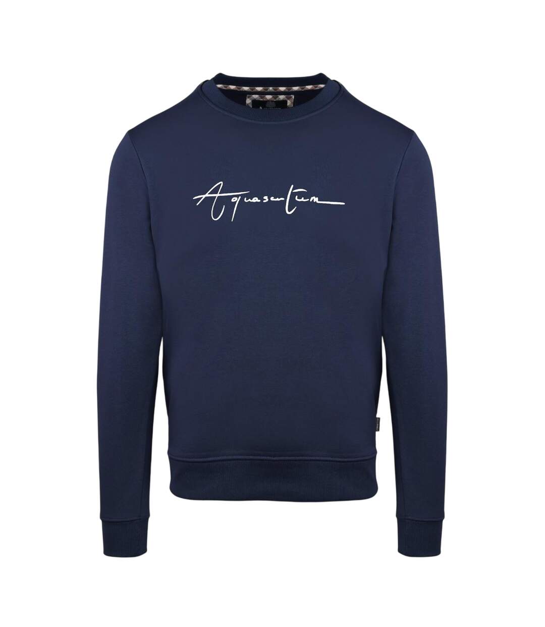 Mens Script Crew Neck Regular Sweatshirt Navy Aquascutum-1