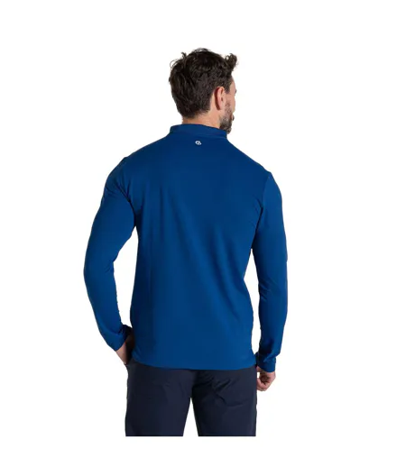 Mens Bramshaw Golf Nosilife Long-sleeved Polo Shirt Deep Marina Craghoppers