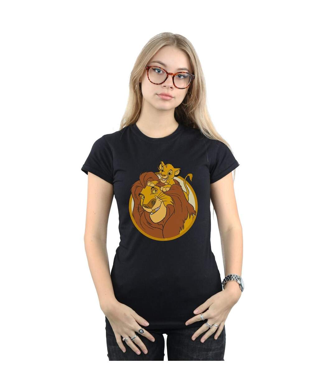 Disney T-shirt en coton Le Roi Lion Mufasa et Simba - Femme/Ladies (Noir) - UTBI25068-2