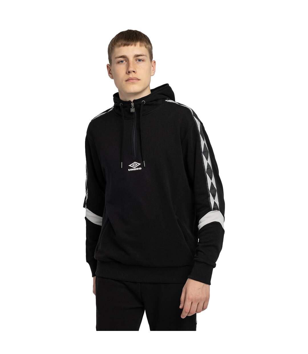 Mens Diamond Half Zip Hoodie Black Lunar Rock Umbro-3