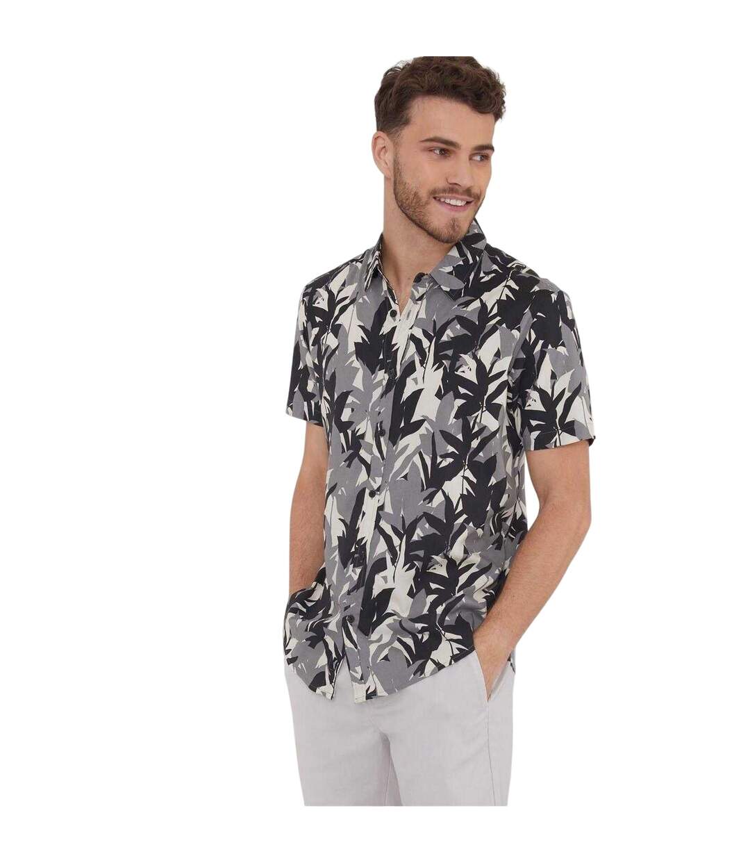 Chemise Motif/style Imprimé Feuille Homme Noir Threadbare-2