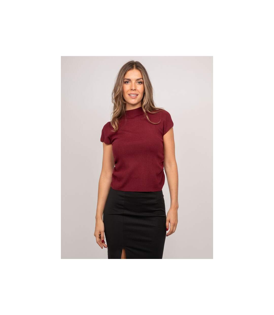 Pull manches courtes en maille côtelée FIONALA - Dona X Lisa-1