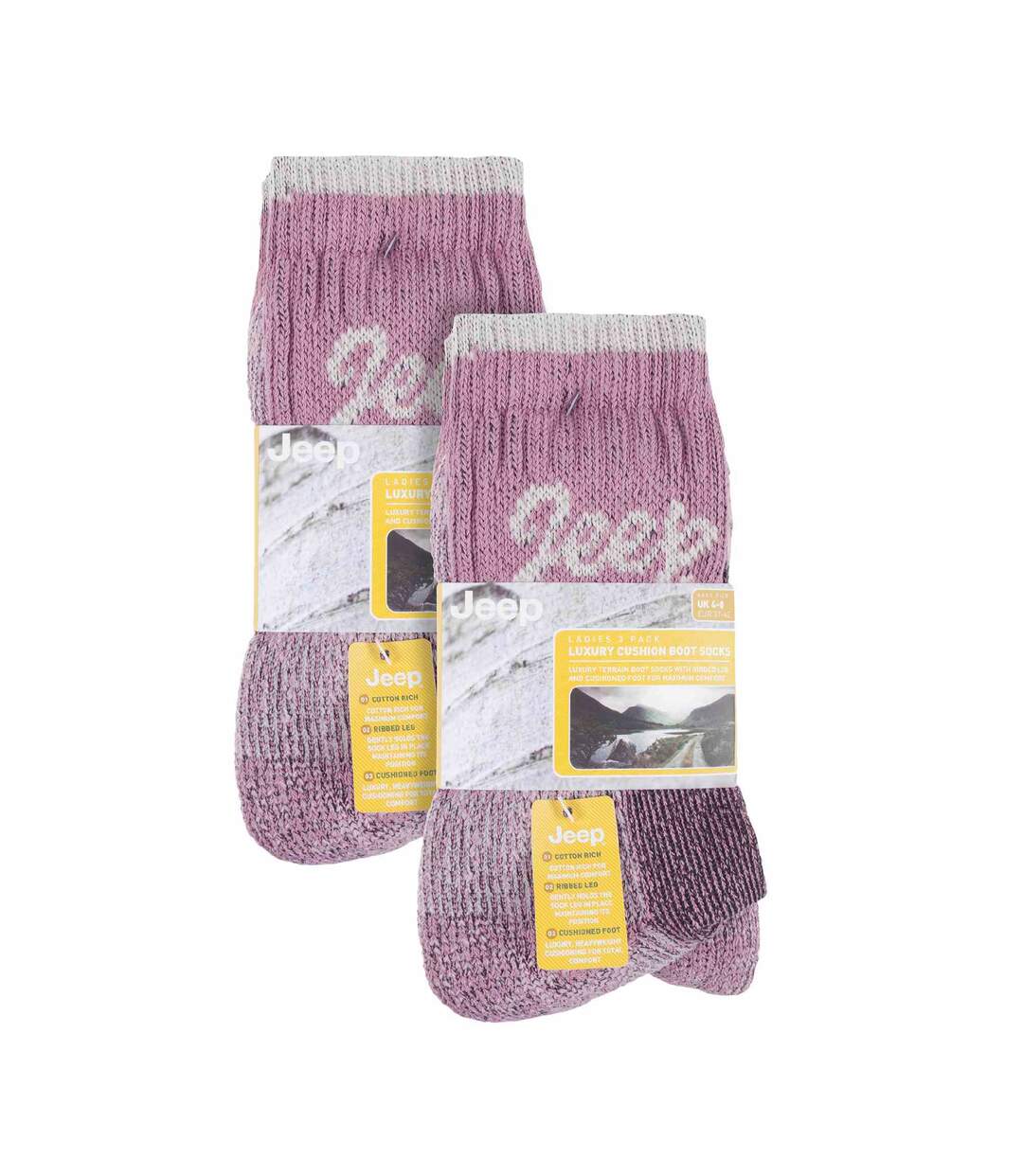 JEEP - 6 Paires Chaussettes Femme Coton Randonnée Respirantes Rembourrées-2
