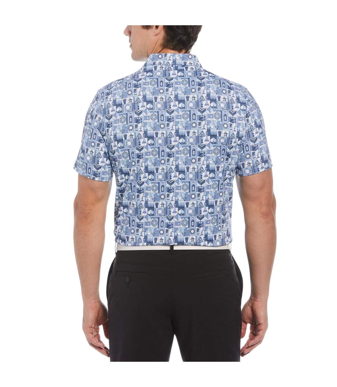 Chemise Manches Courtes Golf Motif/style Fantaisie Homme Bleu Foncé Original Penguin-3
