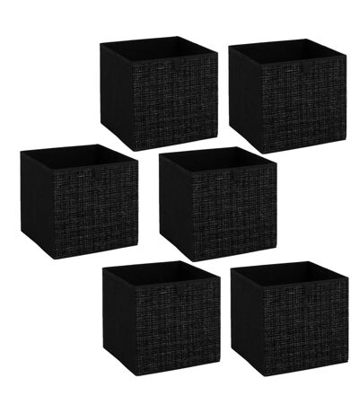 Lot de 6 boites de rangement TWEED - L. 31 x l.31 x H. 31 cm - Noir