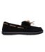 Womens/ladies Bow Faux Fur Trim Moccasin Slippers Black Skechers-3