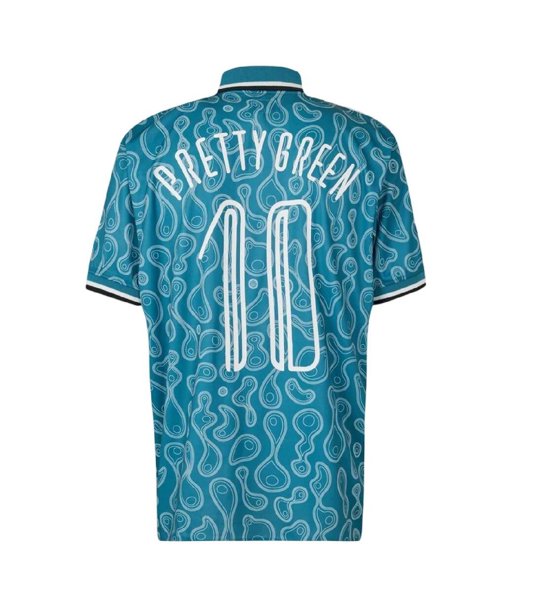 Mens Patterned Regular Football Polo Shirt Blue Pretty Green-2
