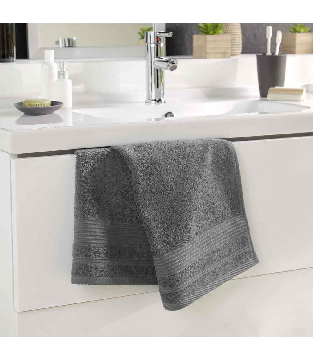 Serviette de Toilette Tendresse 50x90cm Anthracite-2