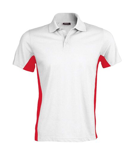 Polo à manches courtes homme blanc/rouge Kariban