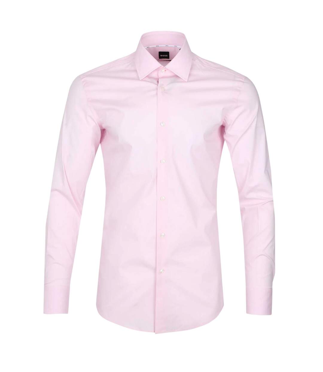 Mens Plain Long-sleeved Formal Shirt Pink Boss-3