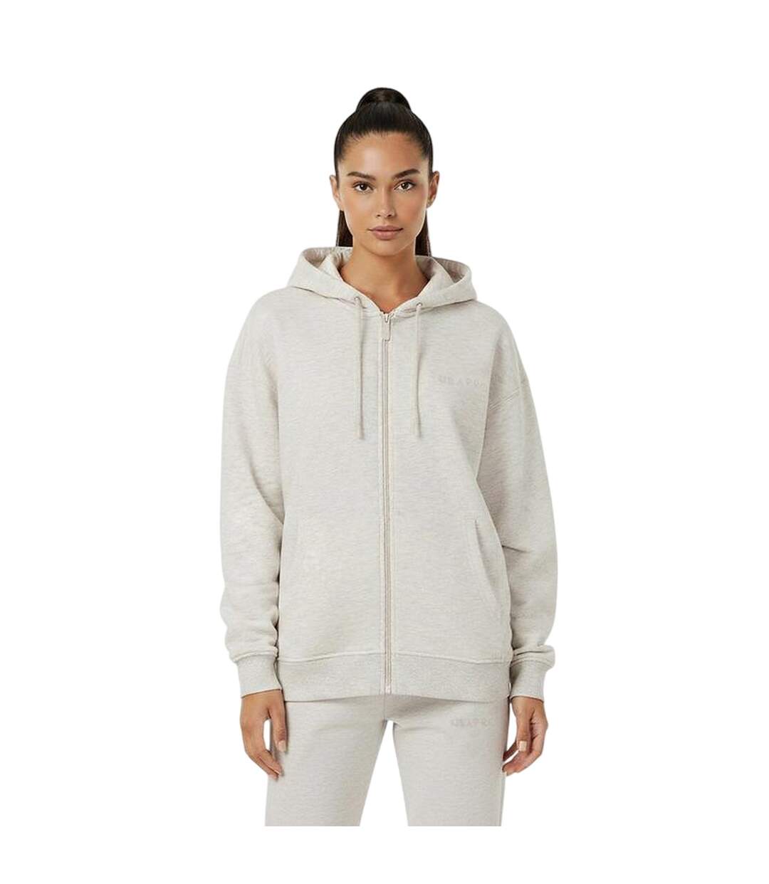 Veste À Capuche Femme Blanc Cassé Chiné USA-4
