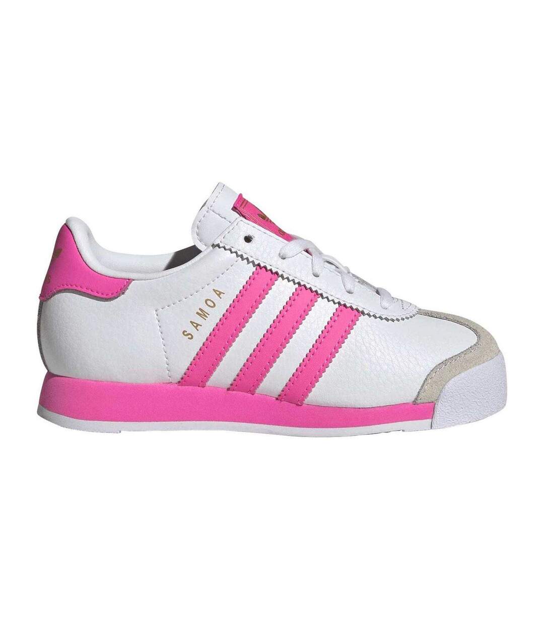 Childrens/kids Samoa Stripes Leather Trainers White Adidas-1