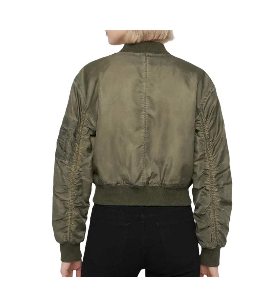 Veste bomber femme kaki schott oversize washed-2