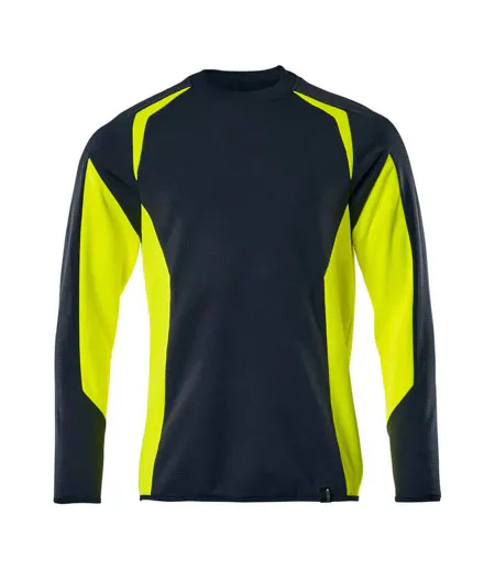 Mens Accelerate Safe Sweatshirt Dark Navy Hi Vis Yellow Mascot