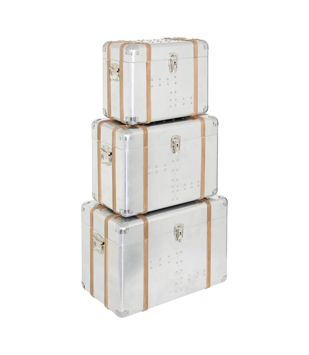Lot de 3 Malles de Rangement Sky 54cm Argent-1