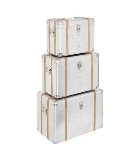 Lot de 3 Malles de Rangement Sky 54cm Argent