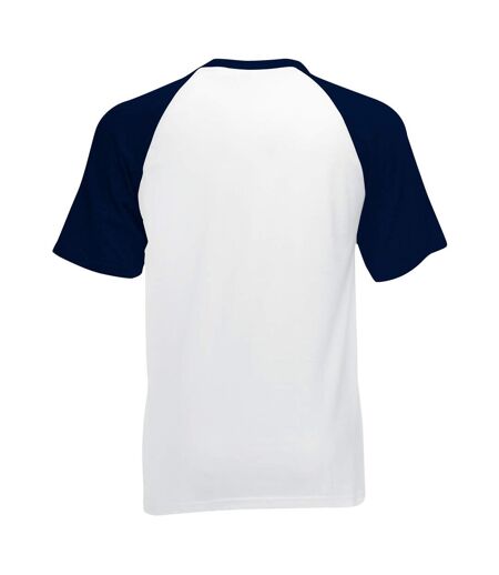 T-shirt de baseball à manches courtes  pour homme blanc/bleu marine profond Fruit of the Loom