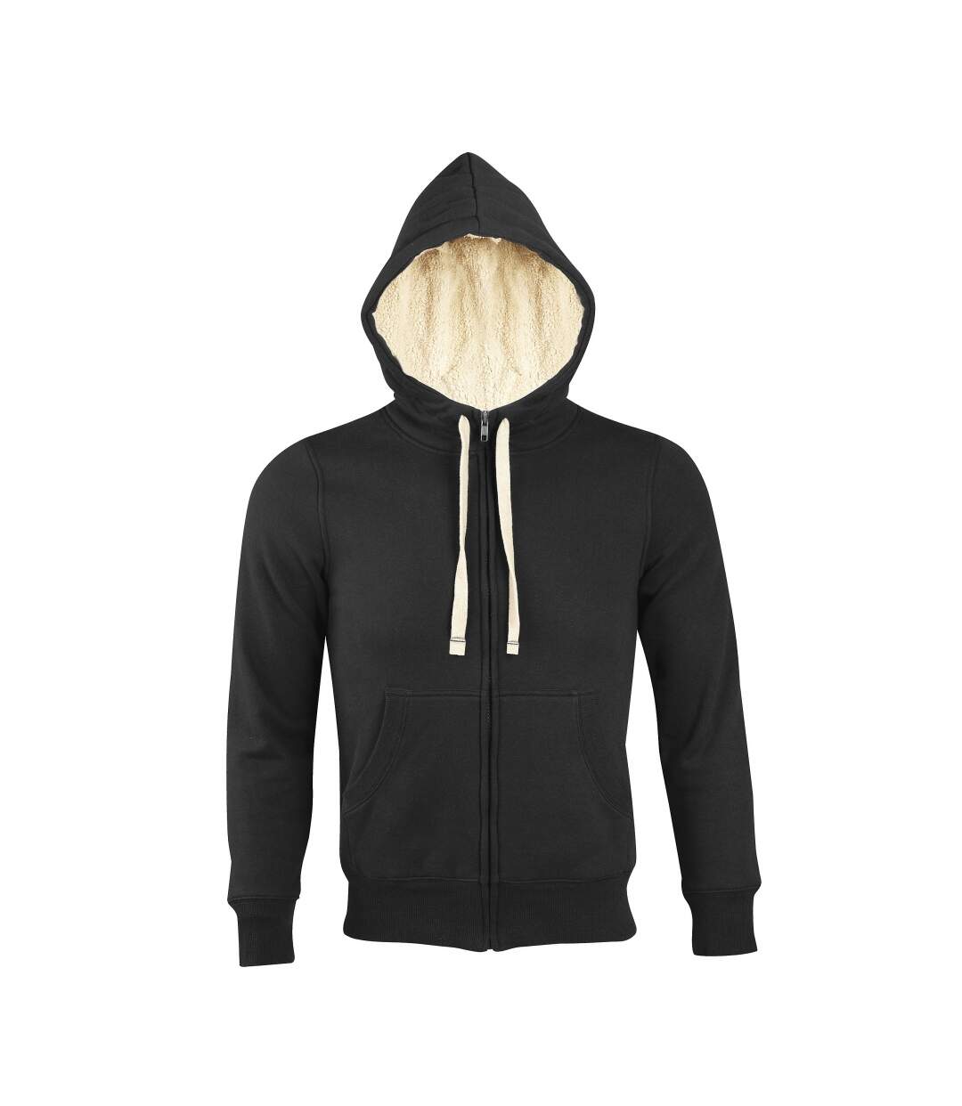 Sweat shirt capuche zippé doublé fourrure sherpa - 00584 - noir