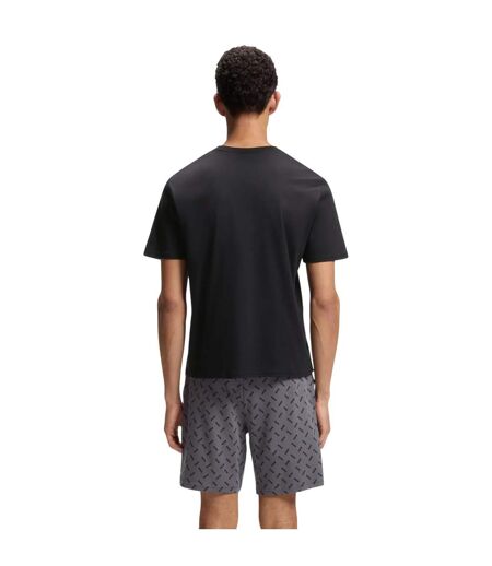Mens Printed Relaxed Fit T-shirt & Shorts Set Grey Black Boss
