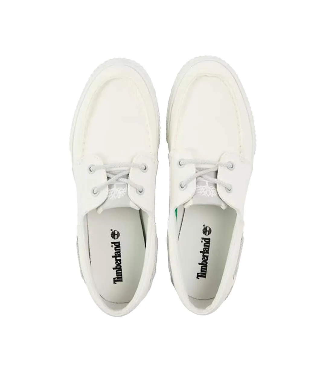 Mens Canvas Flat Boat Shoes White Timberland-3