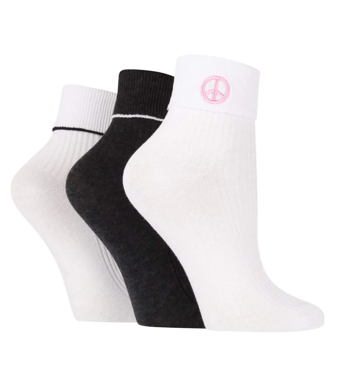6 Pair Ladies Turn Over Lounge Socks-3