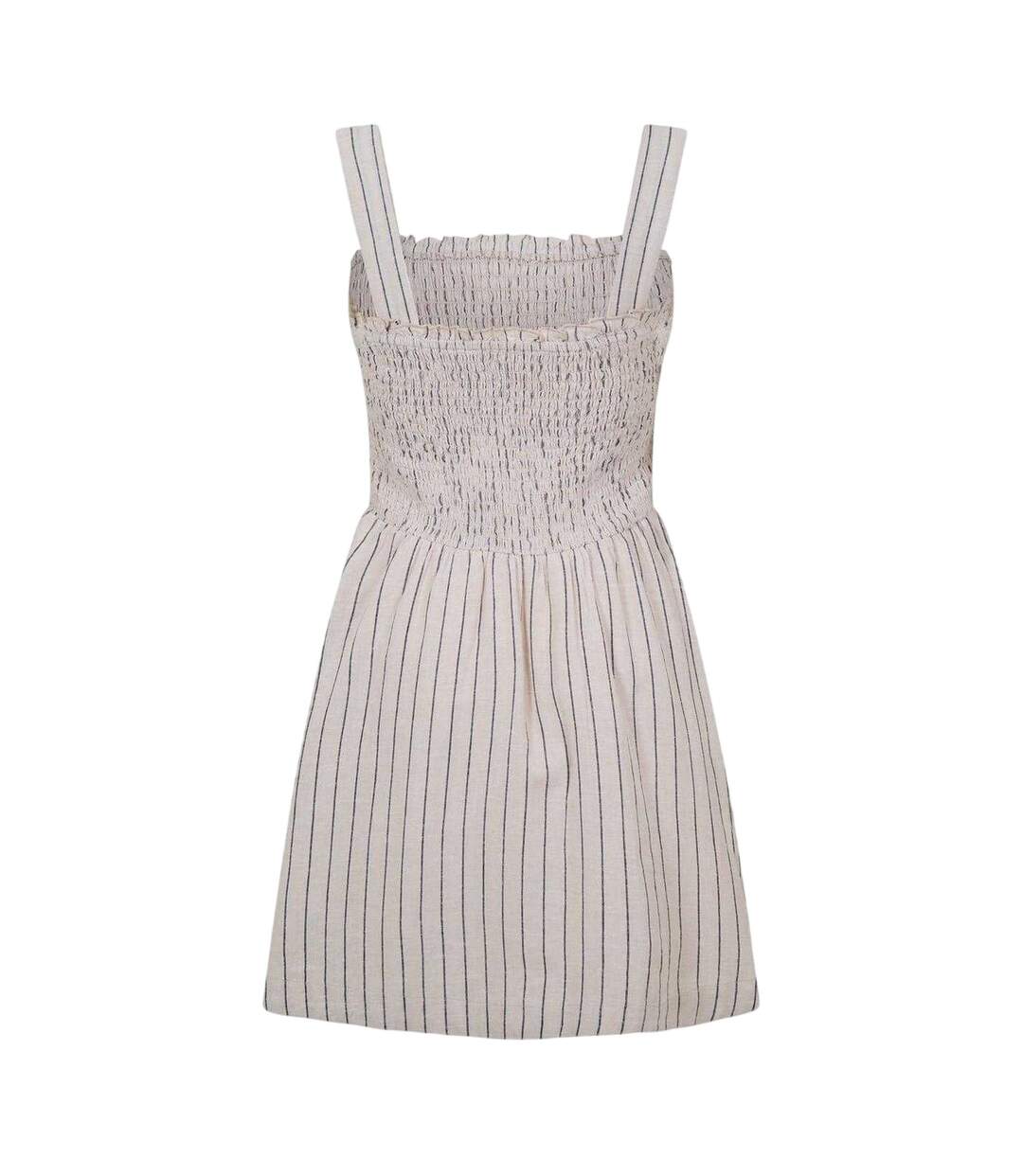 Womens/ladies Striped Shirred Skater Dress Natural Jack Wills-3