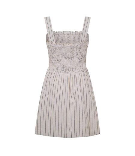 Womens/ladies Striped Shirred Skater Dress Natural Jack Wills