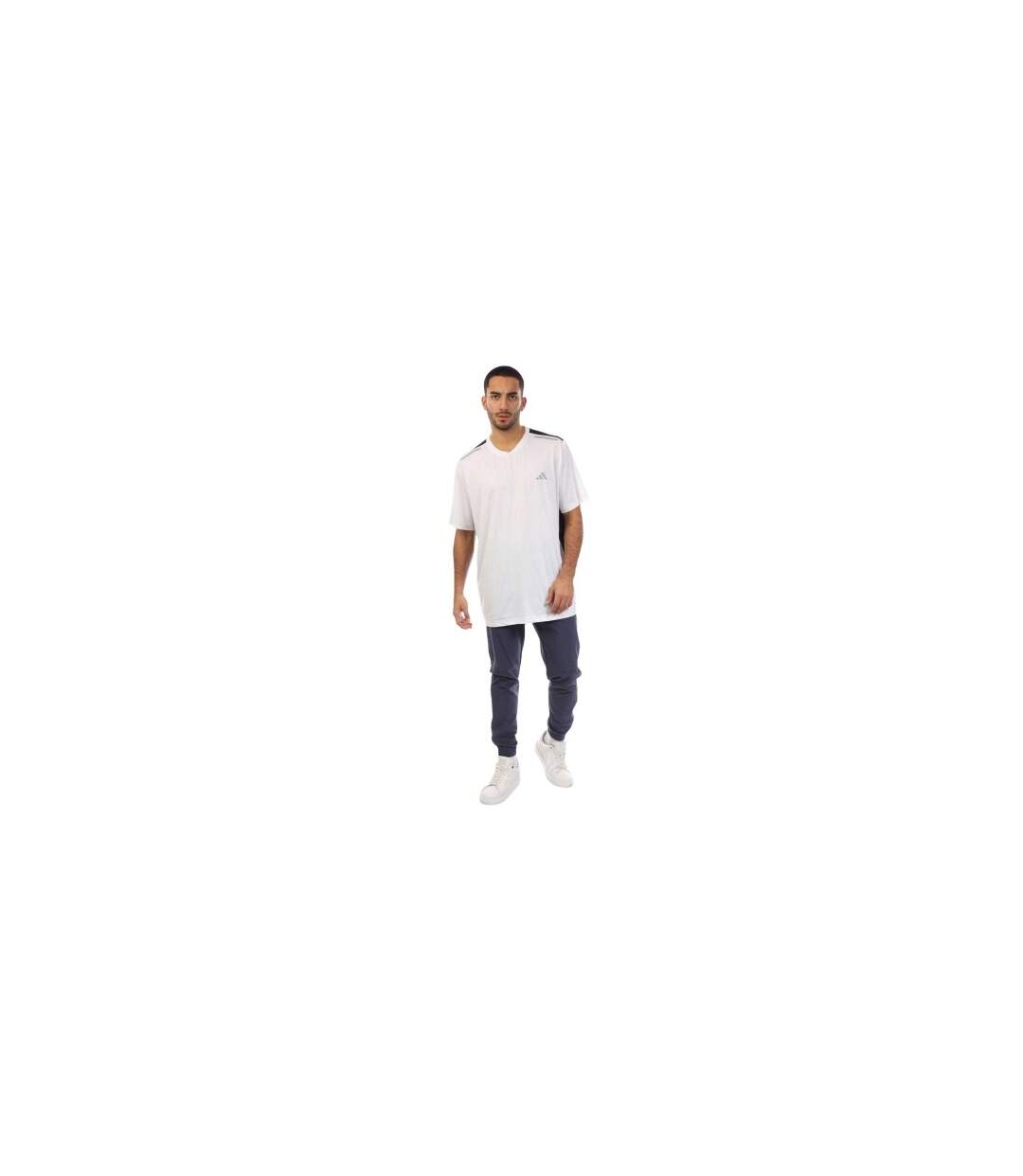 Mens Tech Two Tone Breathable T-shirt White Black Adidas-1