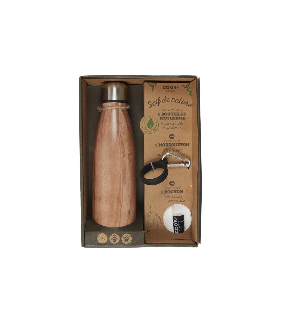 Coffret Bouteille Isotherme Conga 25cm Naturel-3