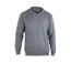 Pull Col V Homme PALAIS3 Gris avec Finitions Chambray-2