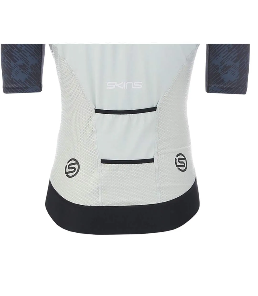 Mens Elite Mock Neck Cycling Top Blue White Skins-4