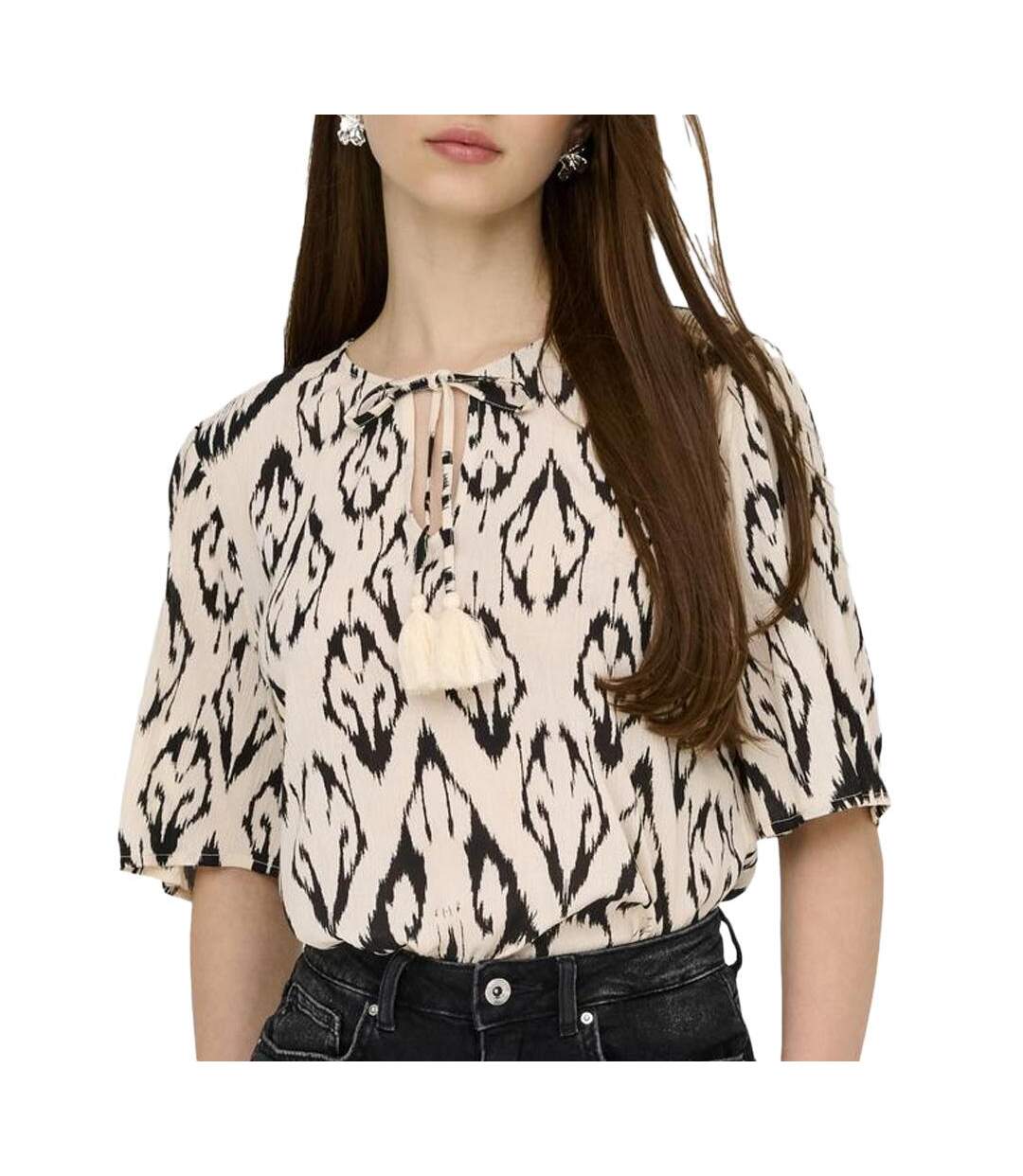 Blouse beige/noir femme jdy bree-1