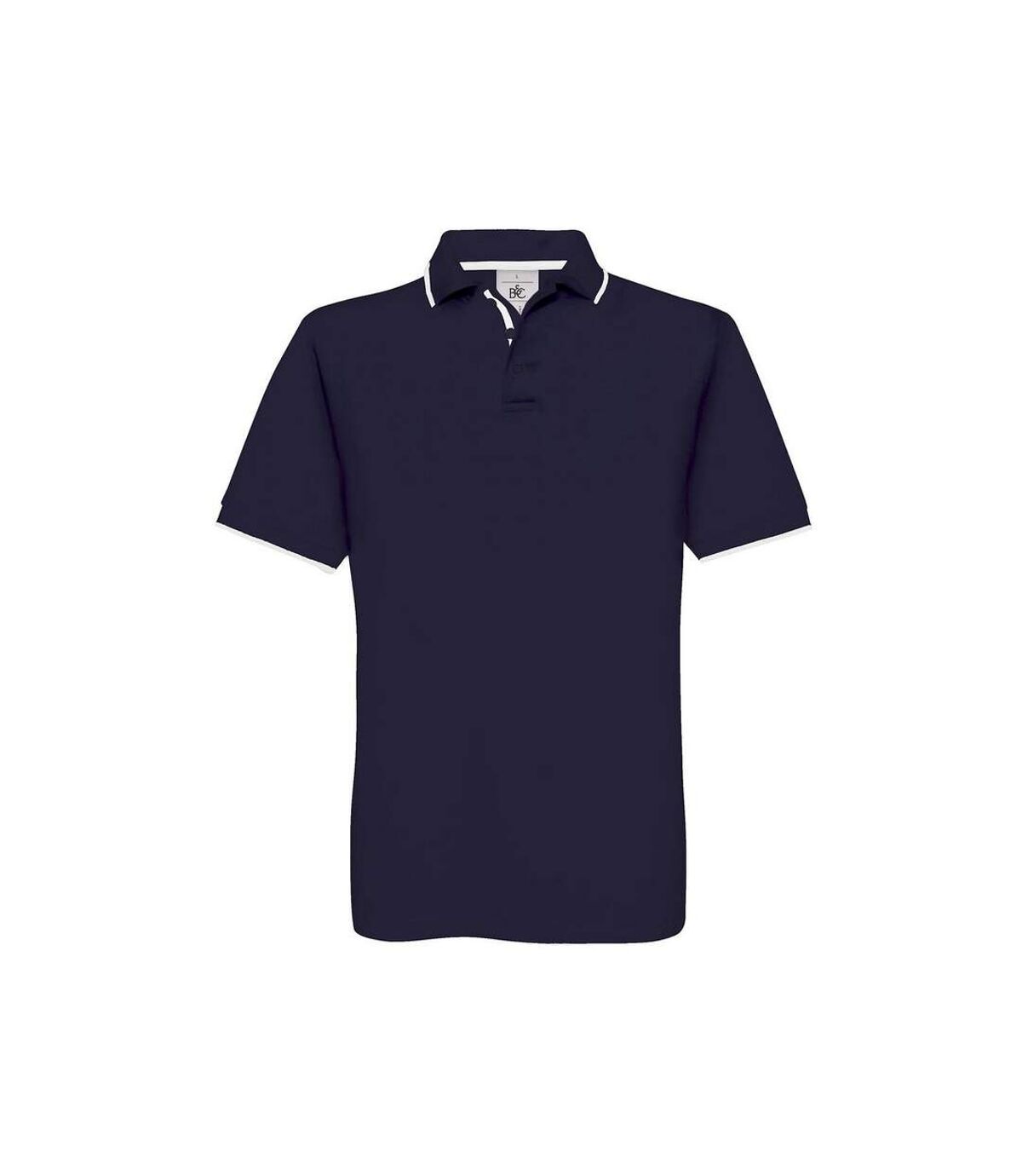 B&C Mens Safran Sport Plain Short Sleeve Polo Shirt (Navy/White)