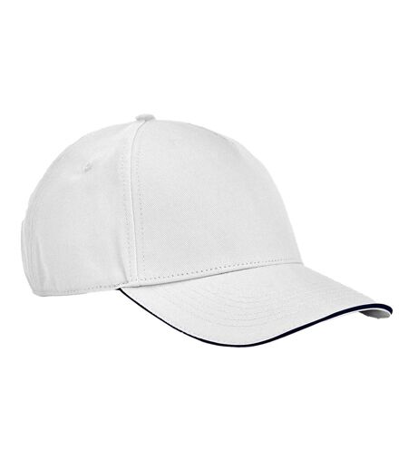 Casquette De Baseball Earthaware Classic Blanc Bleu Marine Français Beechfield