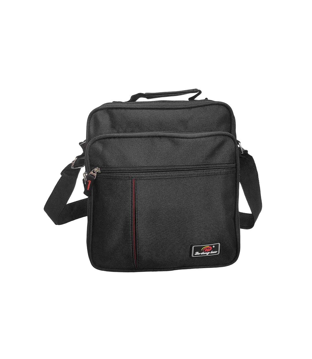 Sacoche pour homme - Multi-poches - Pochette textile - Noir-1