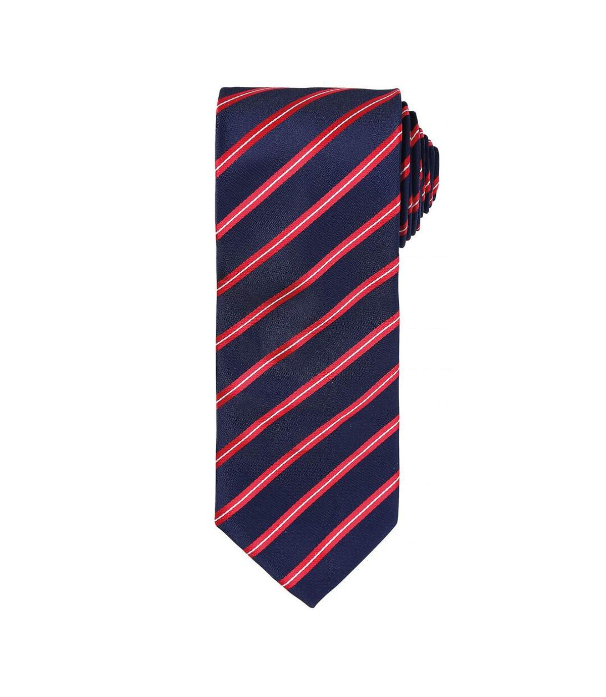 Premier Mens Sports Stripe Pattern Formal Work Tie (Navy/ Red) (One Size)