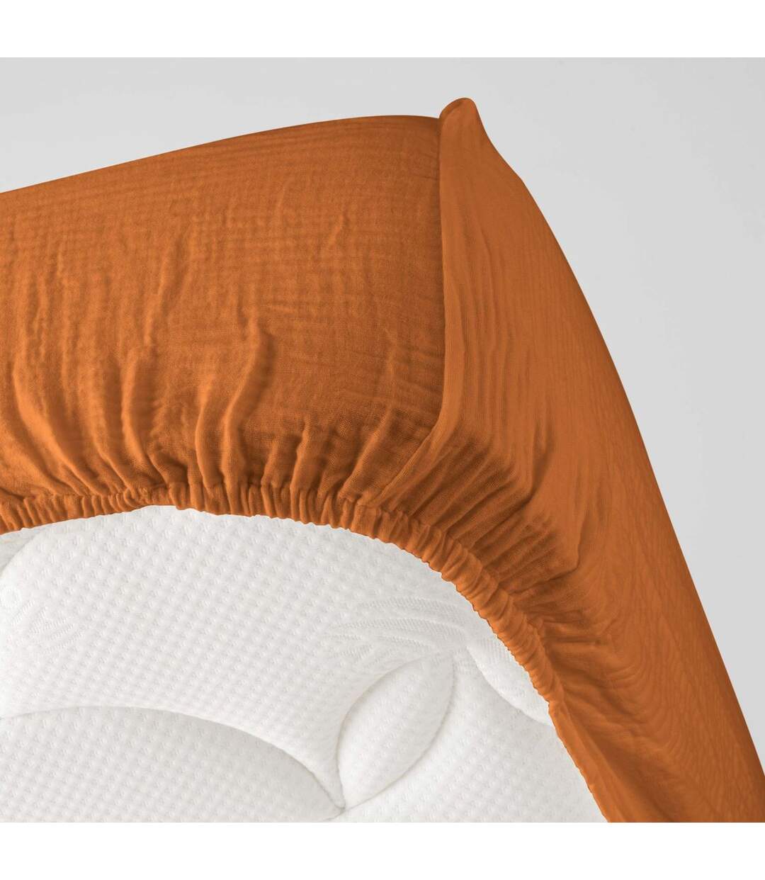 Drap Housse en Gaze de Coton Angelia 140x190cm Caramel-2