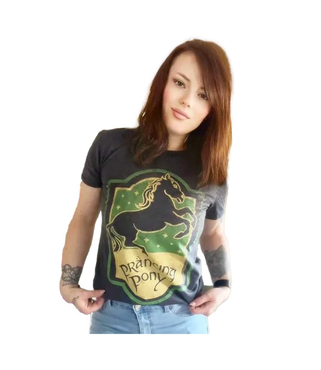 Unisex Adult Prancing Pony T-shirt Black The Lord Of The Rings-1