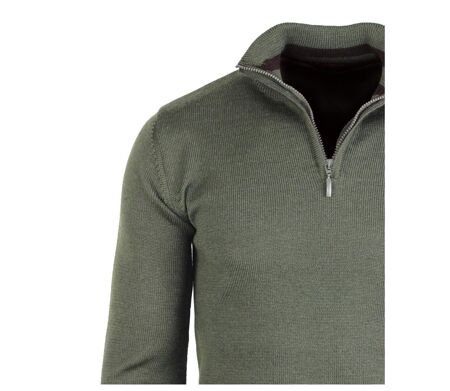 Pull camionneur Camionneur Homme Coton Zippé Olive & Choco