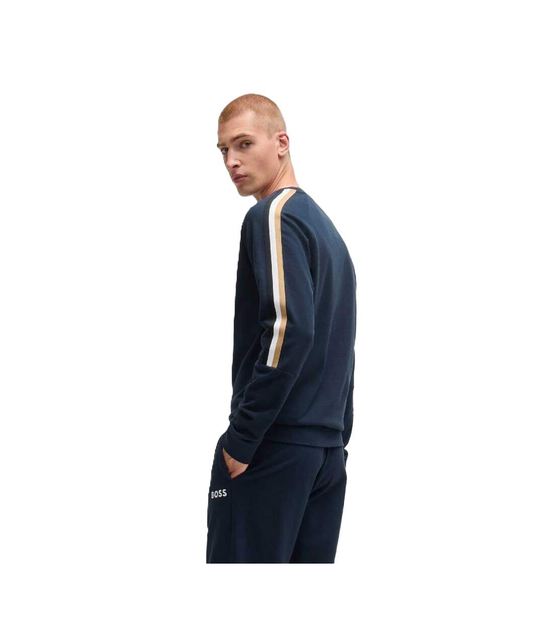 Mens Stripe Jacket Dark Blue Boss-3