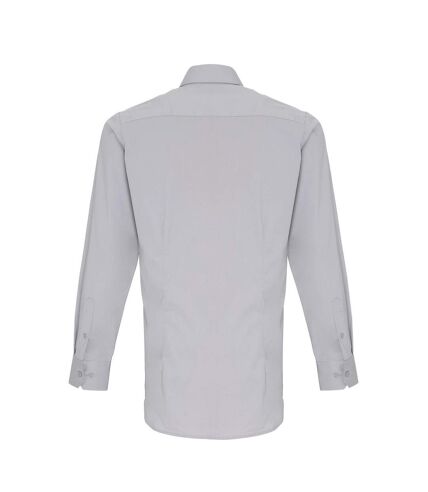 Premier Unisex Adult Poplin Stretch Long-Sleeved Shirt (Silver)
