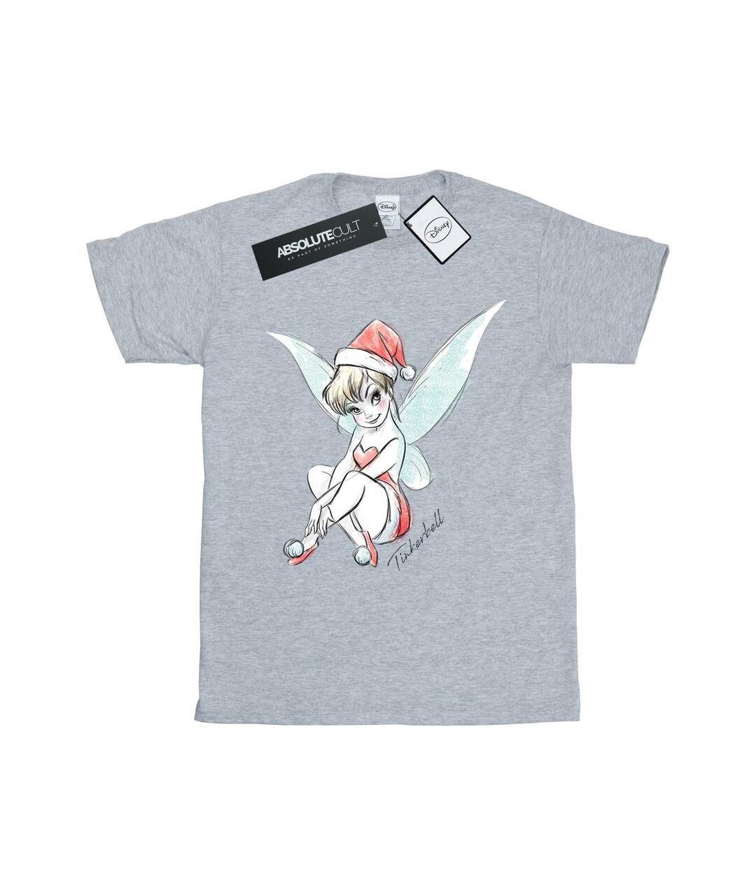 Disney Femme/Les femmes Fée Clochette Christmas Fairy Coton Boyfriend T-Shirt (Gris sportif) - UTBI46450-1