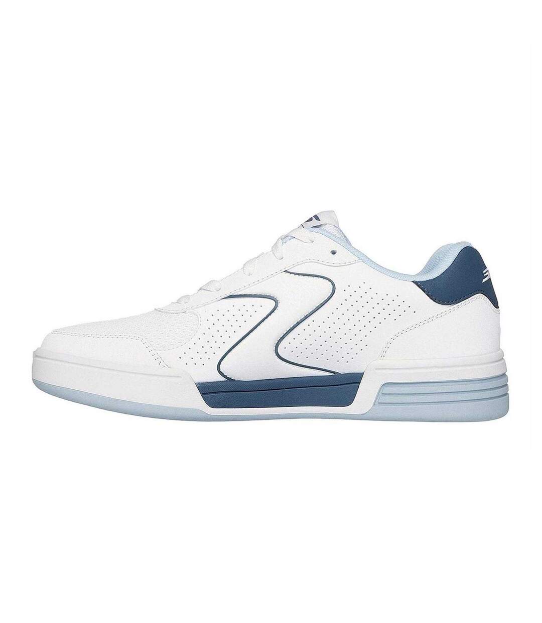 Mens Padel Leather Court Trainers White Blue Skechers-2