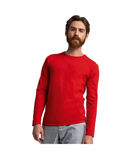 Mens iconic long-sleeved t-shirt red Fruit of the Loom