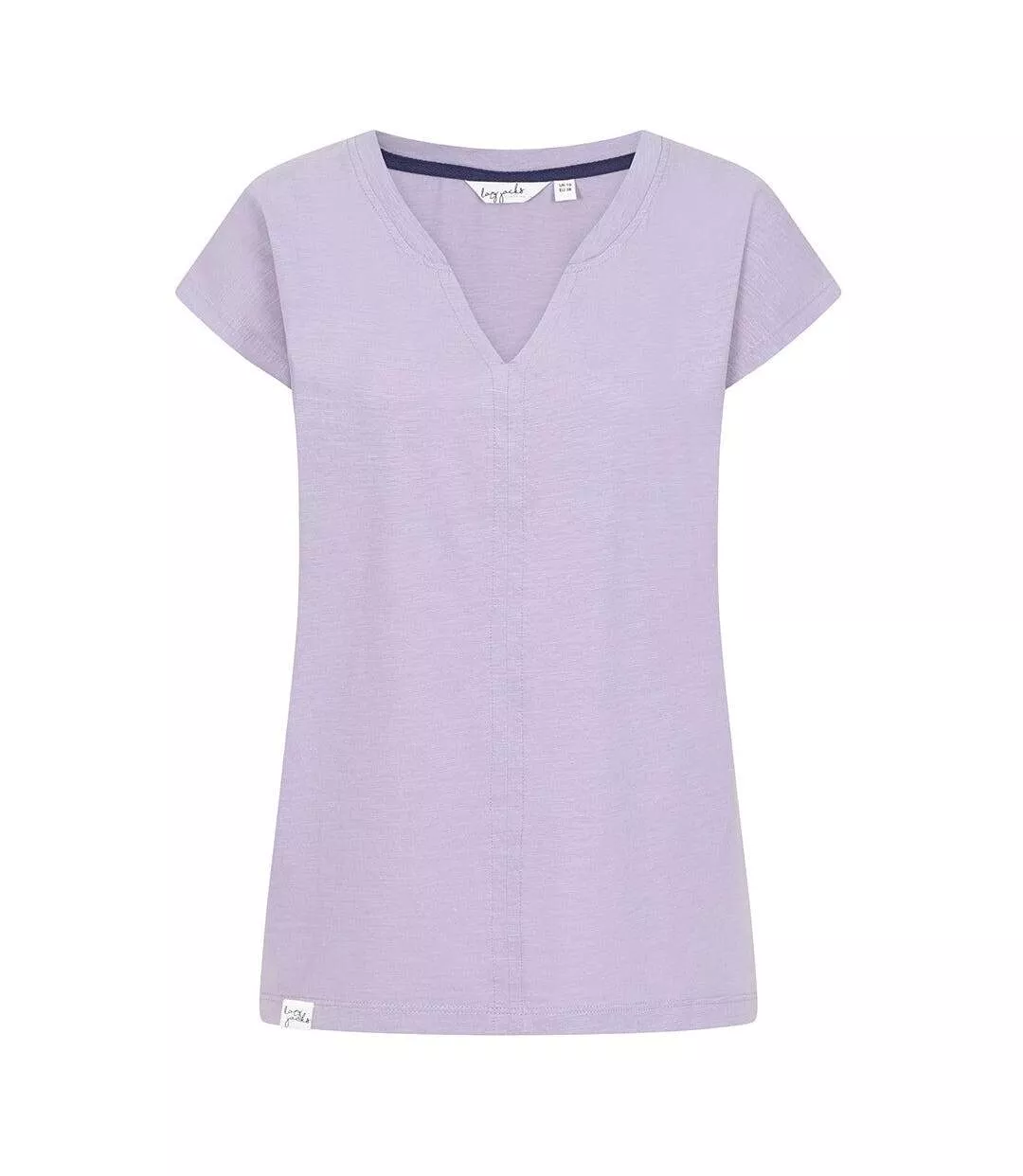 Womens/ladies V Neck T-shirt Lilac Lazy Jacks-1