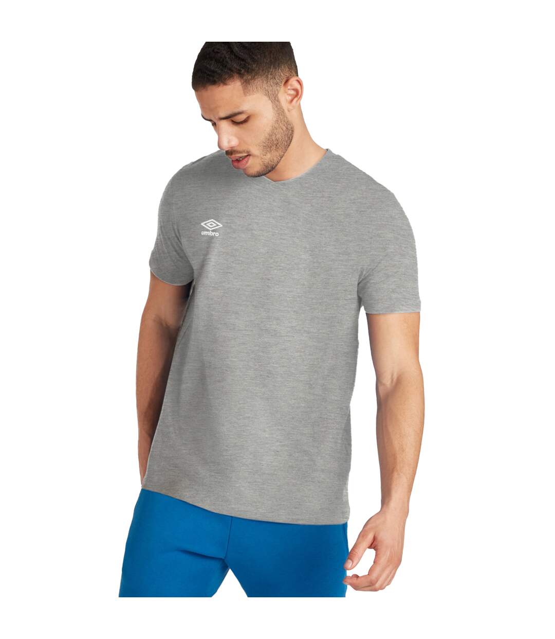 Mens Club Leisure T-shirt Light Grey Marl Umbro-3