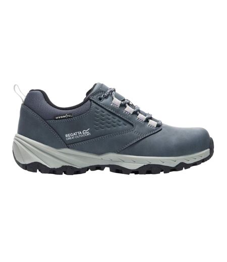 Womens/ladies Amble Synthetic Leather Waterproof Walking Shoes Storm Grey Powder Lilac Regatta