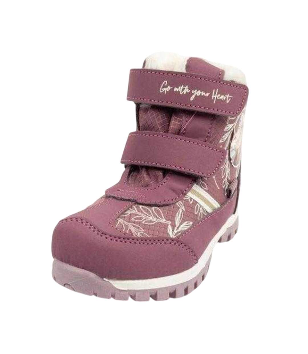 Childrens/kids Anna Frozen Leather Snow Boots Violet Cerda-4